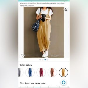 Pink Women's Casual Overalls Baggy jumper Loose Romper Jumpsuit